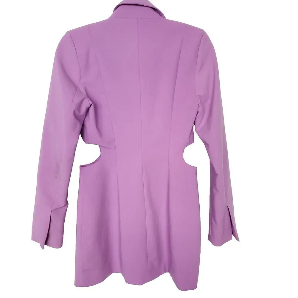 Zara Cut Out Blazer Dress Size Small Lilac/Purple Long Sleeve Bloggers Favorite - Picture 8 of 16